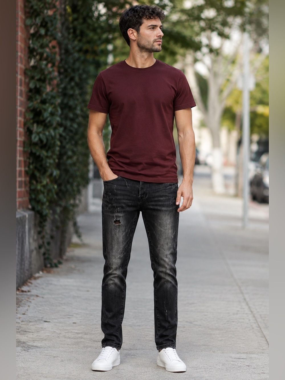 Valabasas Slim Jeans Mens 30 Black Distressed Casual Stacked Denim